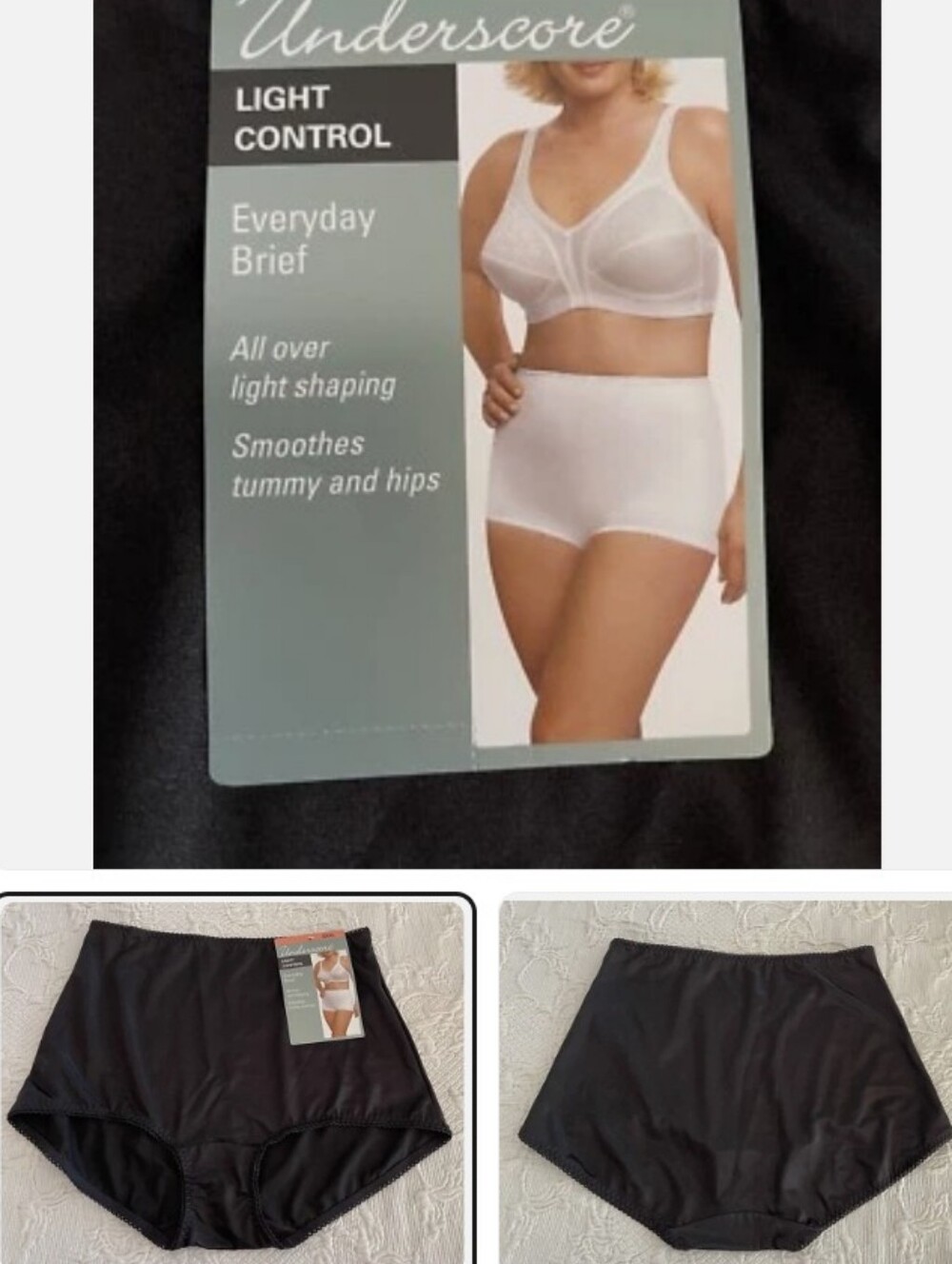 SHAPEWEAR BRIEF Light Control Slimming BUTT-LIFTING BLACK Sz 3X   Underscore
